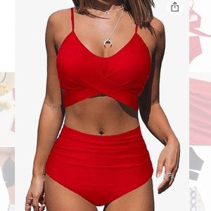Red 2 piece swim